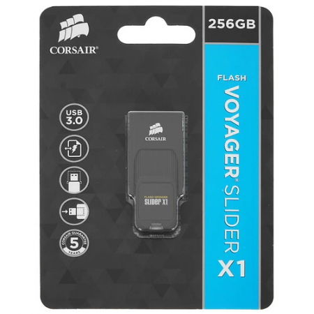 256 ГБ USB Флеш-накопитель Corsair Flash Voyager Slider X1 (CMFSL3X1-256GB) черный