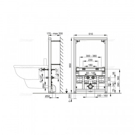Инсталляция для биде Alcaplast A105/850 черный