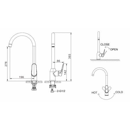 Смеситель BRAVAT ELER (F7191238CP-RUS) серебристый