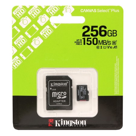 256 Гб Карта памяти Kingston Canvas Select Plus microSDXC (SDCS3/256GB) черный + адаптер