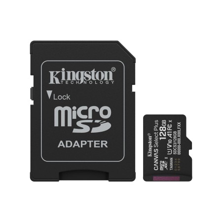 128 Гб Карта памяти Kingston Canvas Select Plus microSDXC (SDCS3/128GB) черный + адаптер