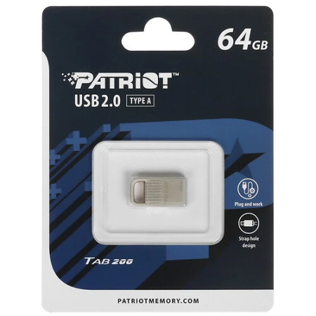 64 ГБ USB Флеш-накопитель Patriot Tab200 (PSF64GT200S2U) серебристый