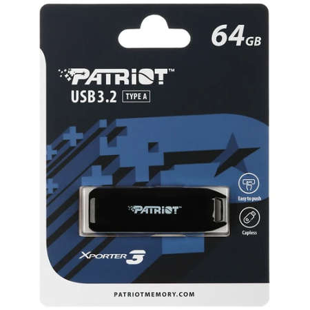 64 ГБ USB Флеш-накопитель Patriot Xporter 3 (PSF64GX3B3U) черный