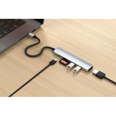 Адаптер SATECHI 6-in-1 USB-C Slim Multiport Adapter серый Адаптер SATECHI 6-in-1 USB-C Slim Multiport Adapter серый