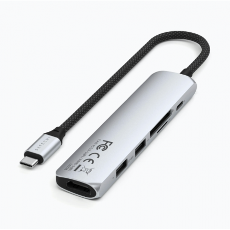 Адаптер SATECHI 6-in-1 USB-C Slim Multiport Adapter серый Адаптер SATECHI 6-in-1 USB-C Slim Multiport Adapter серый