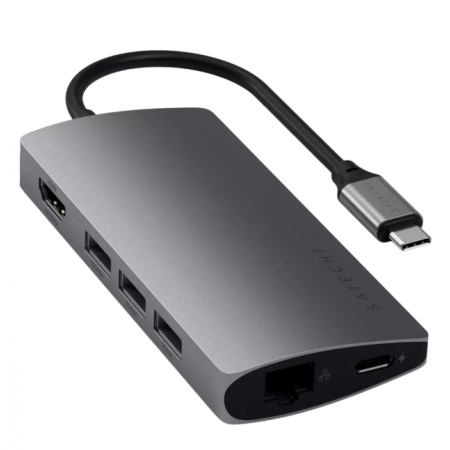 Адаптер Satechi Type-C Multi-Port Adapter 4K with Ethernet V2 серебрянный Адаптер Satechi Type-C Multi-Port Adapter 4K with Ethernet V2 серебрянный