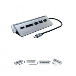Адаптер SATECHI Type-C Aluminum USB 3.0 Hub & Card Reader серый