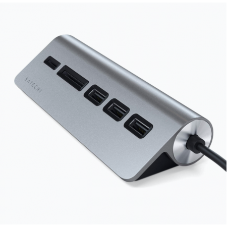 Адаптер SATECHI Type-C Aluminum USB 3.0 Hub & Card Reader серый Адаптер SATECHI Type-C Aluminum USB 3.0 Hub & Card Reader серый