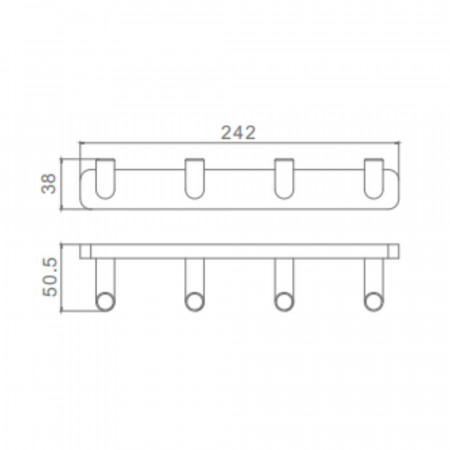 Вешалка для полотенец 4 крючка Raglo R320.054 хром