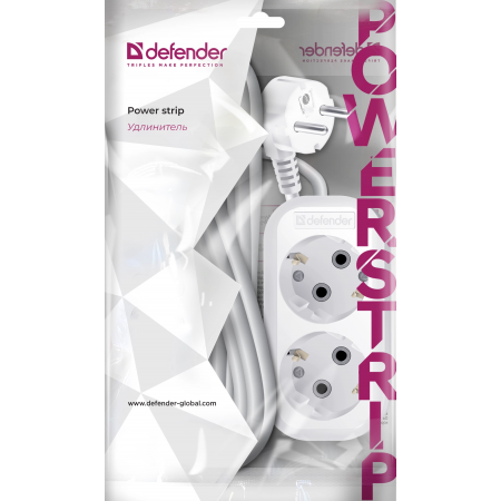 Удлинитель Defender B220 (99270) белый 2м