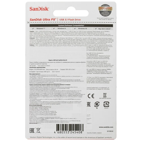 64 ГБ USB Флеш-накопитель SanDisk Ultra Fit (SDCZ430-064G-G46) черный