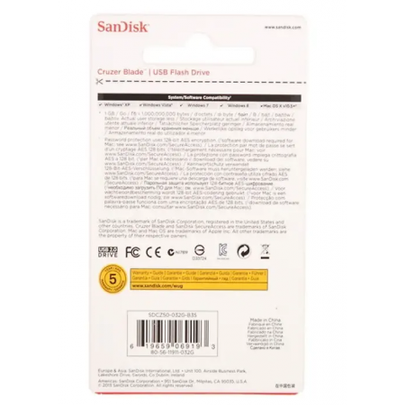 32 ГБ USB Флеш-накопитель SanDisk Cruzer Blade (SDCZ50-032G-B35) черный