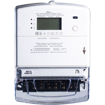 Счетчик электроэнергии Saiman ДАЛА СА4-Э720 R TX IP P П RS Д G/PLC 3×220/380 В 10-100A белый