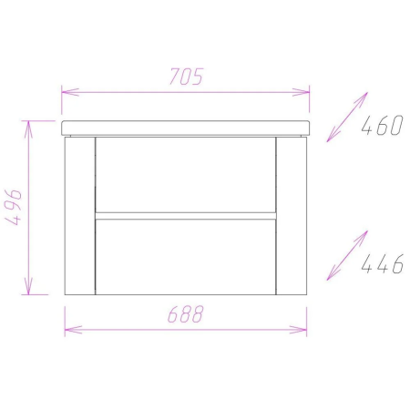 Тумба под раковину Оника СТОУН 70.13 (107044) (БЕЗ РАКОВИНЫ) серый