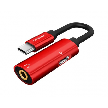Адаптер USB Type-C – Mini Jack 3,5 мм CROWN CMCU-014C 0.045 м красный