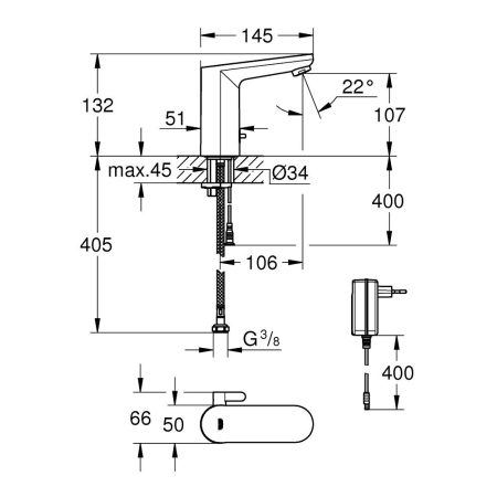 Смеситель GROHE Eurosmart Cosmopolitan E (36325002) серебристый