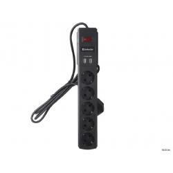 Сетевой фильтр Defender DFS-453  чёрный