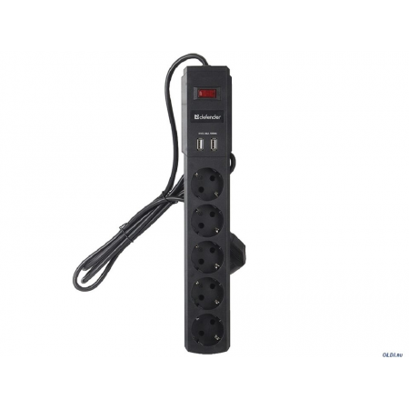 Сетевой фильтр Defender DFS-453  чёрный