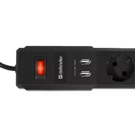 Сетевой фильтр Defender DFS-453  чёрный