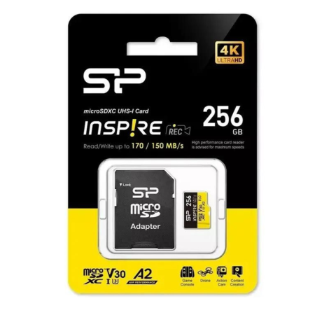 256 Гб Карта памяти Silicon Power Inspire microSDXC (SP256GBSTXLA2V1NSP) черный + адаптер