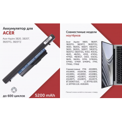 Аккумулятор для ноутбука ACER 3820 (AC4745) черный