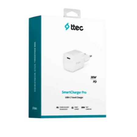 Сетевое зарядное устройство ttec SmartCharger GAN 30W PD USB-C Travel Fast Charger (2SCG30B) белый