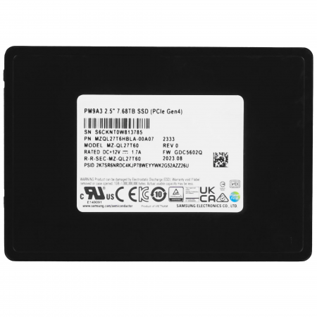 7.68 ТБ SSD диск Samsung PM9A3 (MZQL27T6HBLA-00A07) черный
