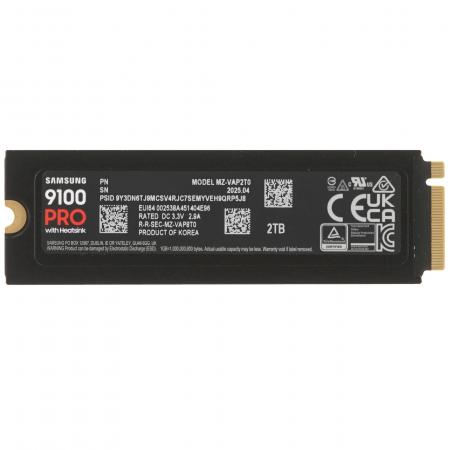 2 ТБ SSD диск Samsung 9100 PRO с радиатором (MZ-VAP2T0CW) черный