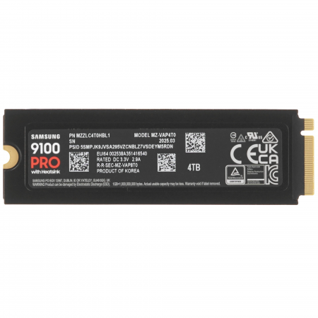 4 ТБ SSD диск Samsung 9100 PRO с радиатором (MZ-VAP4T0CW) черный