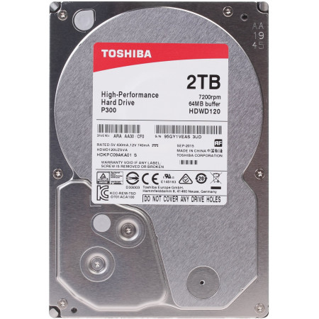 2 ТБ Жесткий диск Toshiba P300 (HDWD120UZSVA) серебристый
