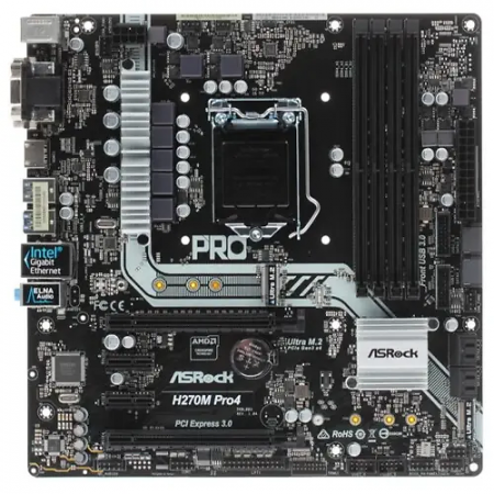 Материнская плата ASRock H270M PRO4 черный