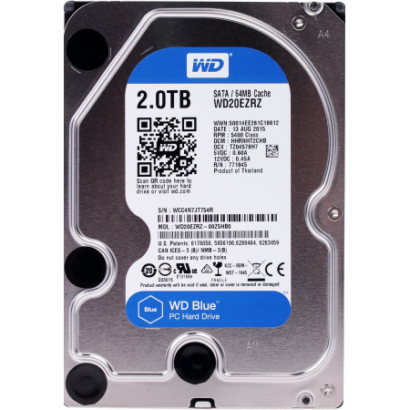 2 ТБ Жесткий диск Western Digital Blue (WD20EZRZ) серебристый