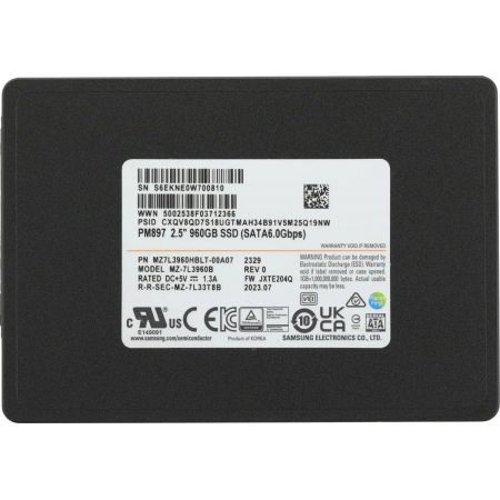 960 ГБ SSD диск Samsung PM897 (MZ7L3960HBLT-00A07) черный