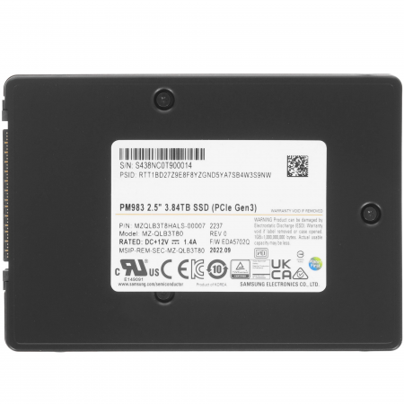 3.84 ТБ SSD диск Samsung PM983 (MZQLB3T8HALS-00007) черный