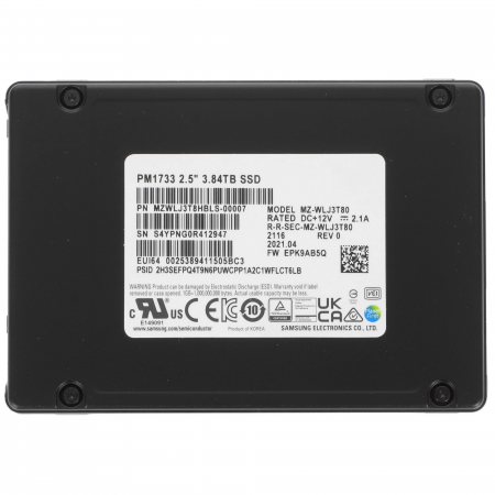 3.84 ТБ SSD диск Samsung PM1733 (MZWLJ3T8HBLS-00007) черный