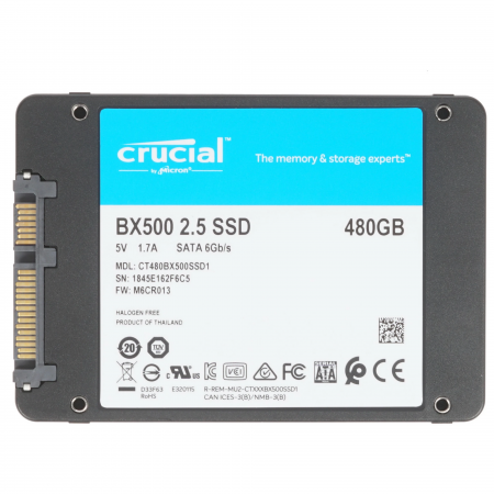 480 ГБ SSD диск Crucial BX500 (CT480BX500SSD1) черный