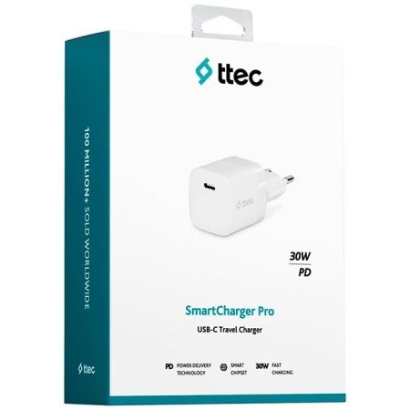 Сетевое зарядное устройство ttec SmartCharger GAN 30W PD (2SCG30LB) белый