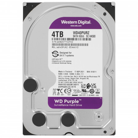 4 ТБ Жесткий диск Western Digital Purple (WD40PURZ) серебристый