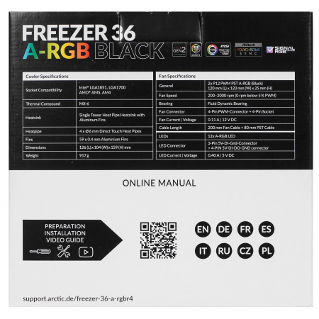 Кулер для процессора ARCTIC Freezer 36 A-RGB (ACFRE00124A) черный