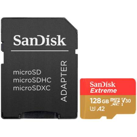 128 ГБ Карта памяти SanDisk Extreme microSDXC (SDSQXAA-128G-GN6MA) + адаптер черный