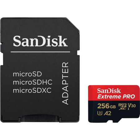 256 ГБ Карта памяти SanDisk Extreme PRO microSDXC (SDSQXCD-256G-GN6MA) + адаптер черный