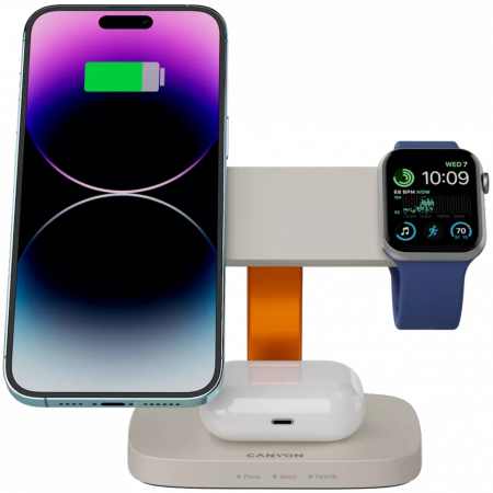 Беспроводное зарядное устройство CANYON Wireless Charging Station Hexagon 310 темно-оранжевый