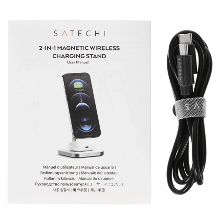 Беспроводное зарядное устройство Satechi 2-in-1 Magnetic Wireless Charging Stand белый