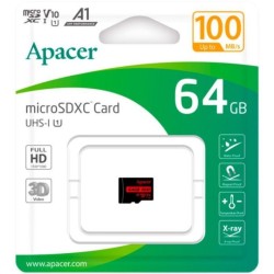 64 ГБ Карта памяти Apacer R100 microSDXC (AP64GMCSX10UB-RA) черный + адаптер