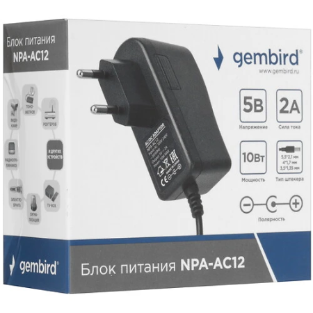 Сетевое зарядное устройство Gembird NPA-AC12 черный
