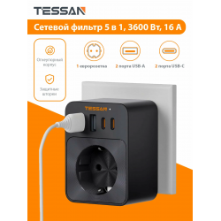 Сетевой фильтр Tessan TS-FW01DE00 1 черный