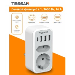 Сетевой фильтр Tessan TS-328 серый