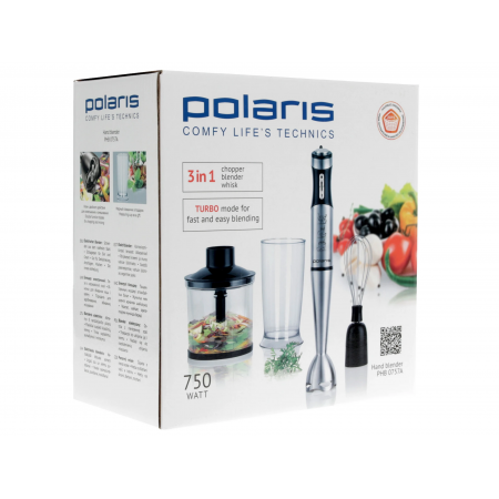 Блендер погружной Polaris PHB 0757A серебристый