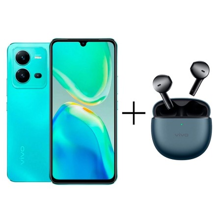 Смартфон Vivo V25 8/256 ГБ голубой (Aquamarine Blue) + Наушники Vivo TWS Air Pebble синий (Blue)