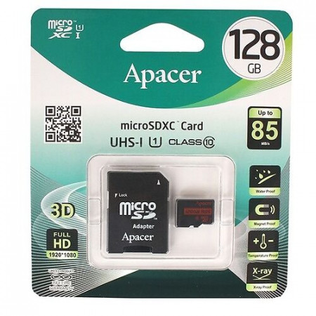 128 ГБ Карта памяти Apacer Micro SDXC 128Gb черный